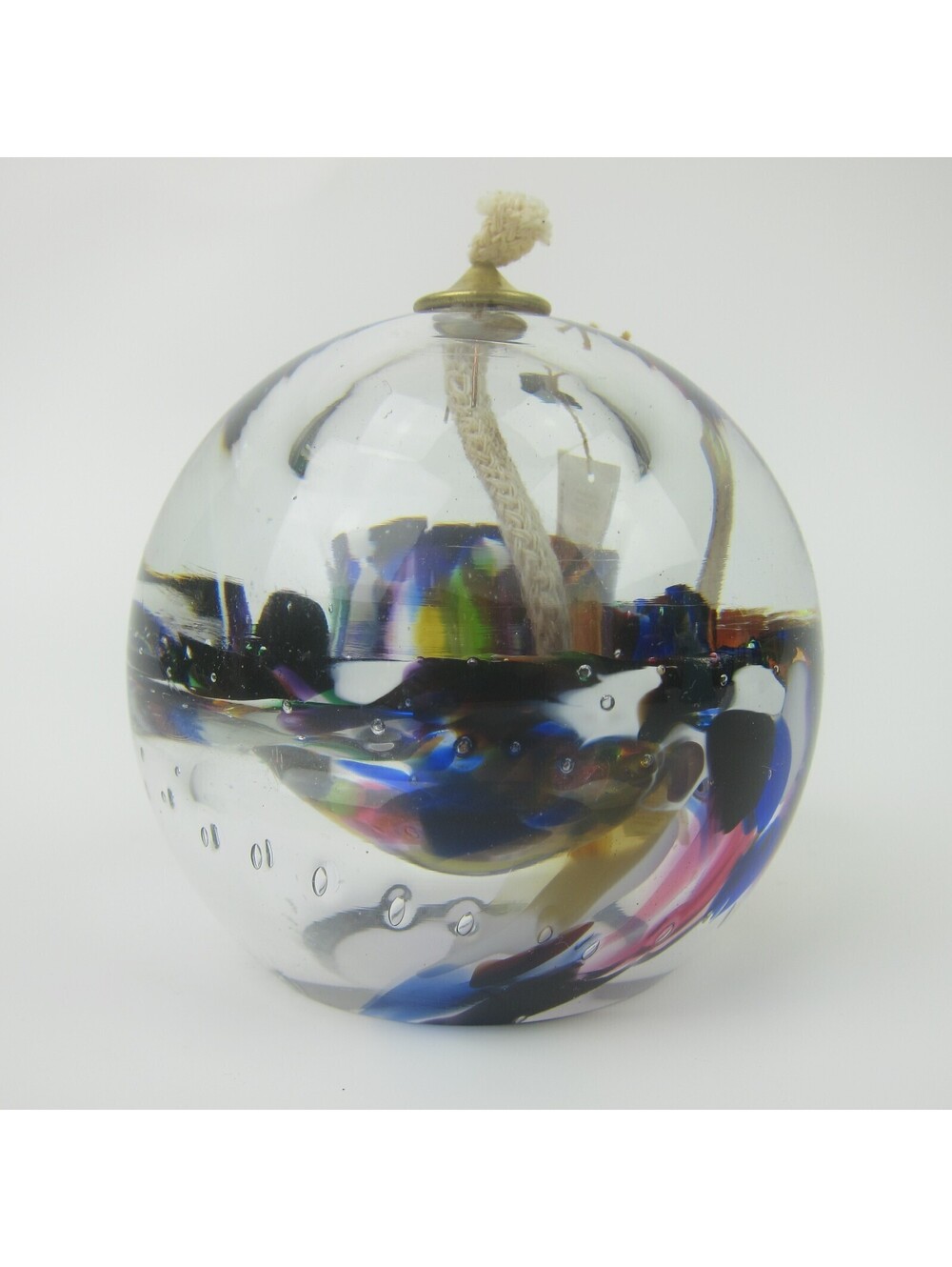 Vintage Art Glass Paperweight Oil Lamp Lead Crystal Adam Jablonski Poland RARE